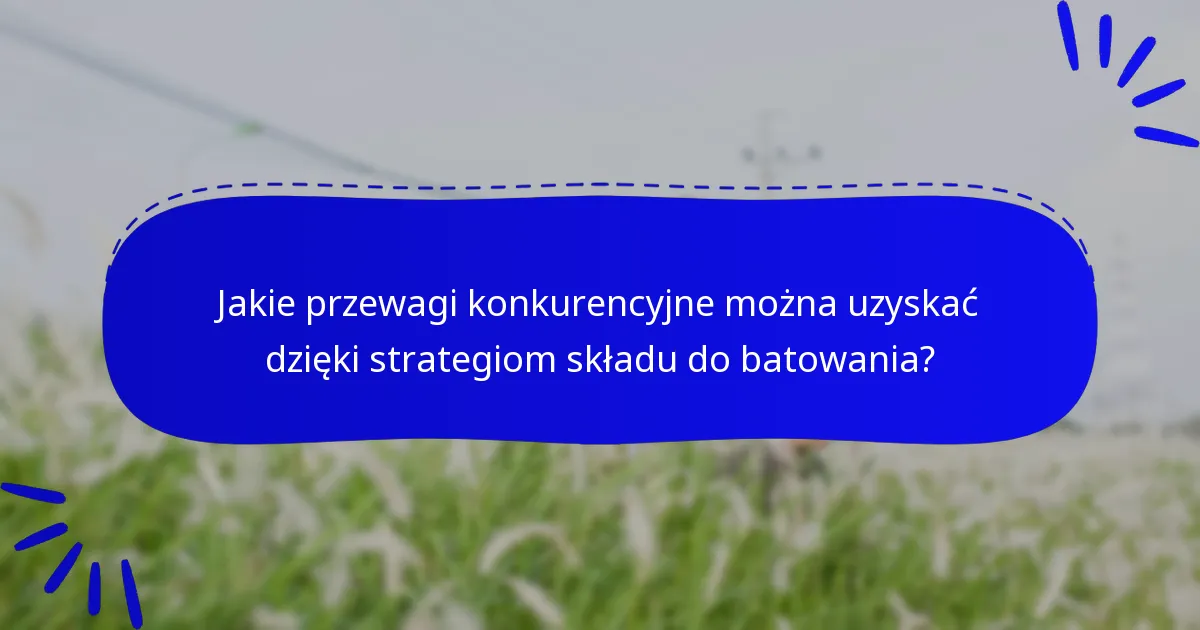Jakie przewagi konkurencyjne można uzyskać dzięki strategiom składu do batowania?