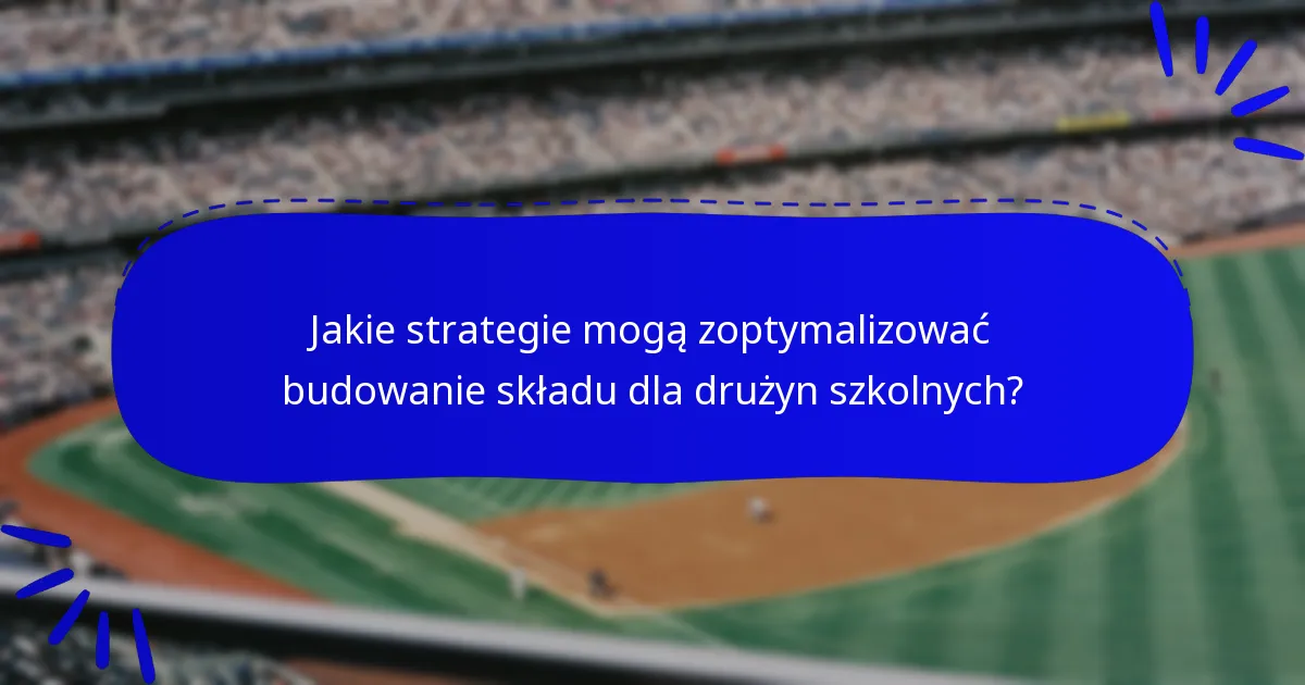 Jakie strategie mogą zoptymalizować budowanie składu dla drużyn szkolnych?